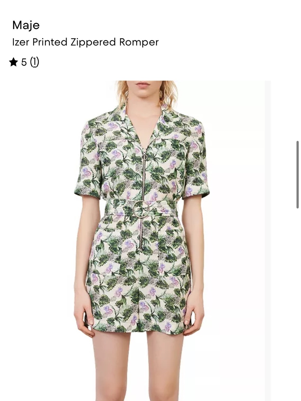 Maje Izer Printed Zippered Romper